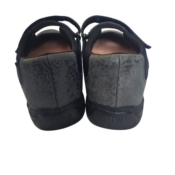 Drew Rose Black Metallic Foil Leather Hook & Loop Mary Jane Shoes Size 9W - Picture 10 of 11